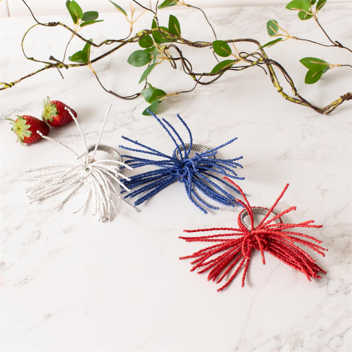 Beaded Americana Fireworks Napkin Ring