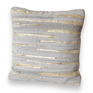 Light Grey & Gold Chindi Pillow