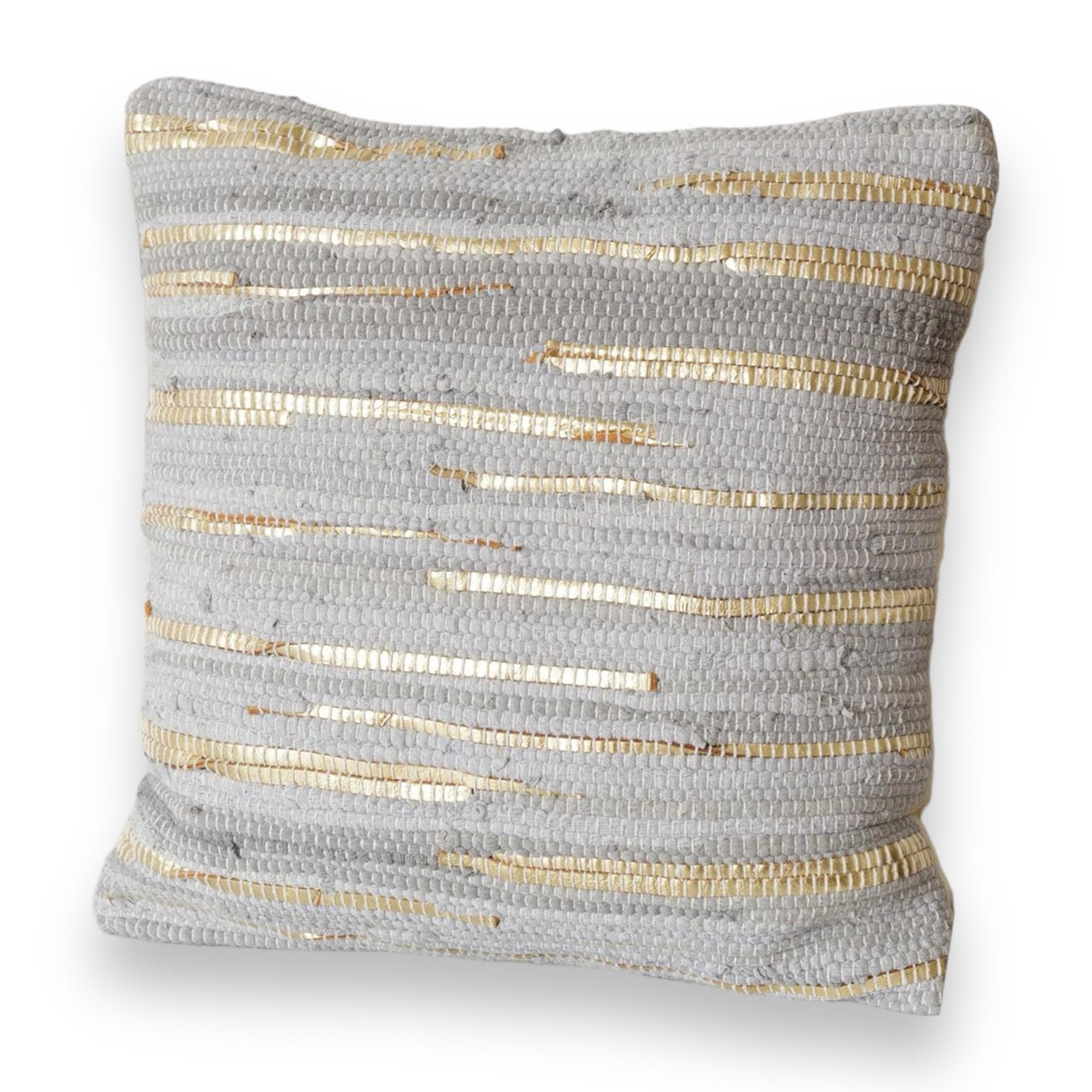 Light Grey & Gold Chindi Pillow