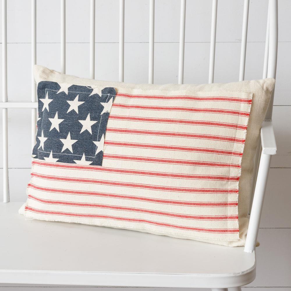 Vintage Stripe American Flag Lumbar Pillow