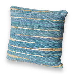 teal and gold chindi pillow