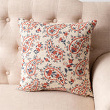 Red & Blue Paisley Floral Pillow