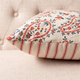 Red & Blue Paisley Floral Pillow