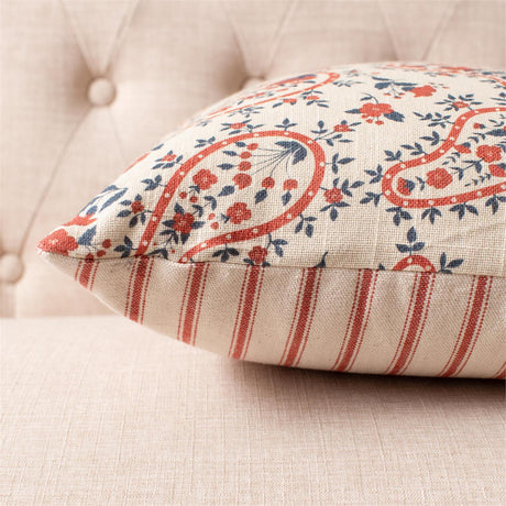 Red & Blue Paisley Floral Pillow