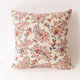 Red & Blue Paisley Floral Pillow