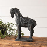 Black Distressed Cement Concrete Horse