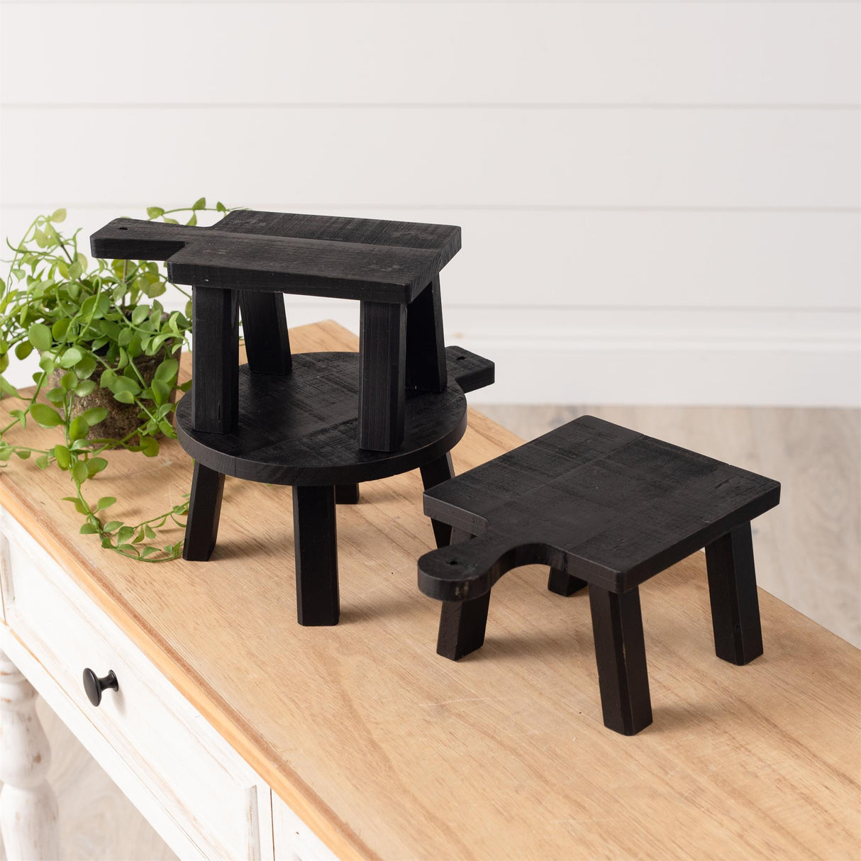 Mini Black Wood Riser Pedestals | 3 Sizes