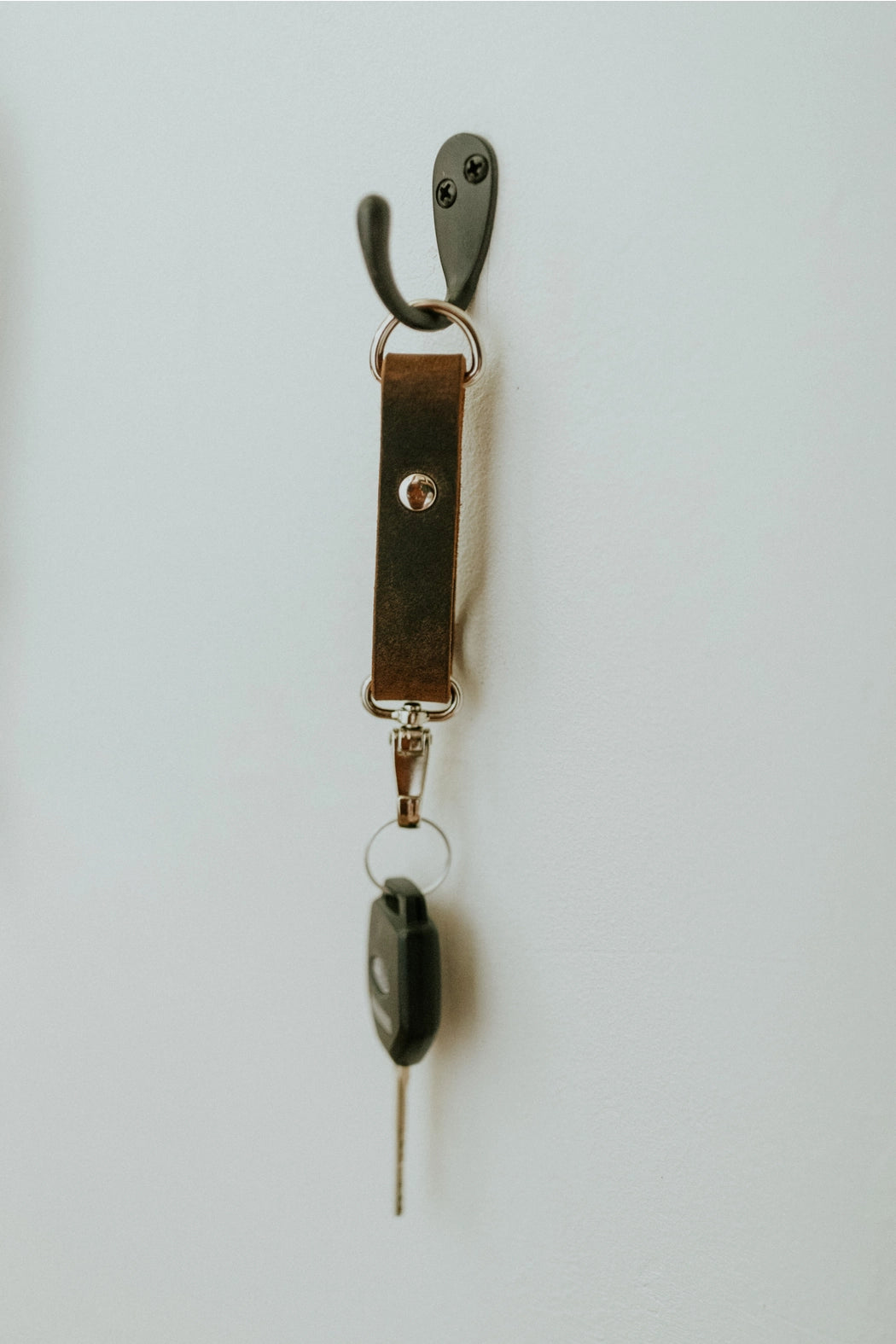 Small Leather Keychain with Carabiner