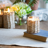 Woven Wicker Glass LED Candle