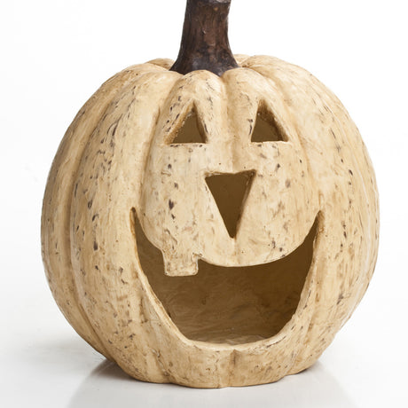 White Big Mouth Jack O'Lantern Resin Mache Pumpkins