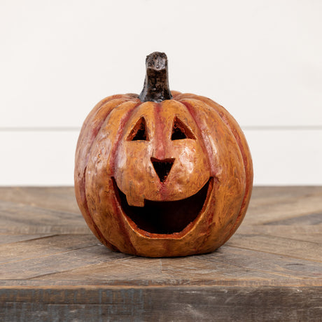 Orange Big Mouth Jack O'Lantern Resin Mache Pumpkins | 3 Sizes
