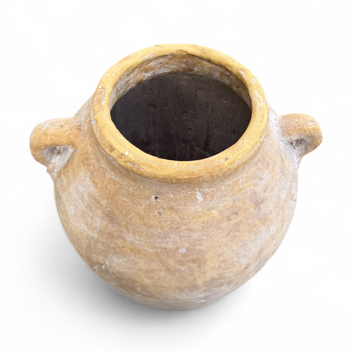 Distressed Clay Terracotta Urn with Side Handles