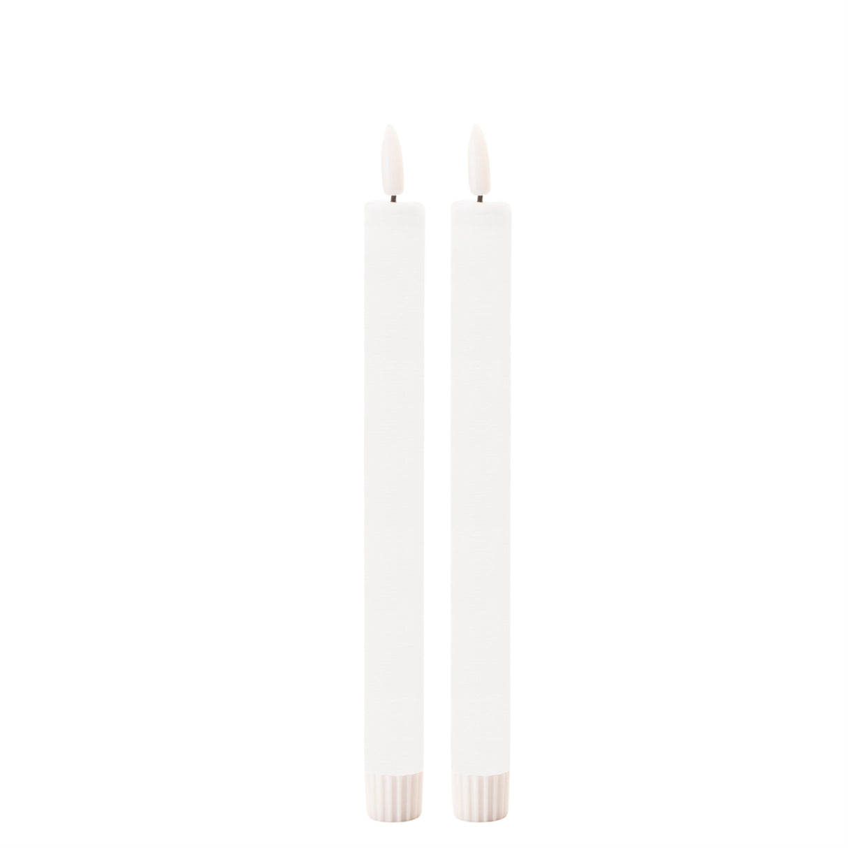 White 3D Flameless Taper Candles (Set of 2)