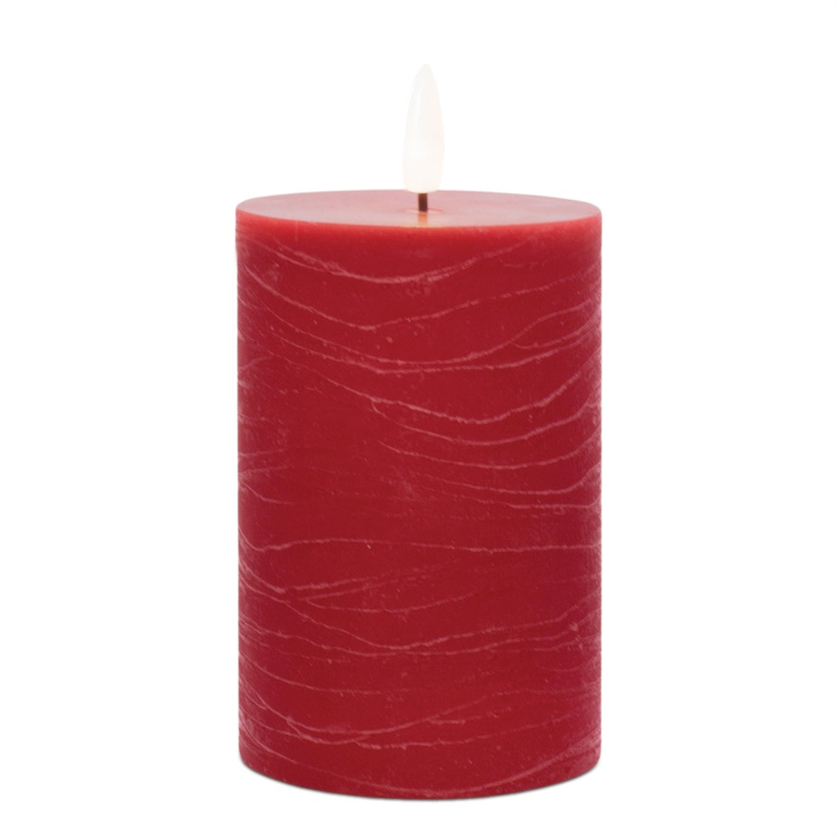 Red Wax 3D Flameless Pillar Candles