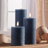 Blue Wax 3D Flameless Pillar Candles