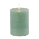 Green Wax 3D Flameless Pillar Candles