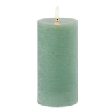 Green Wax 3D Flameless Pillar Candles