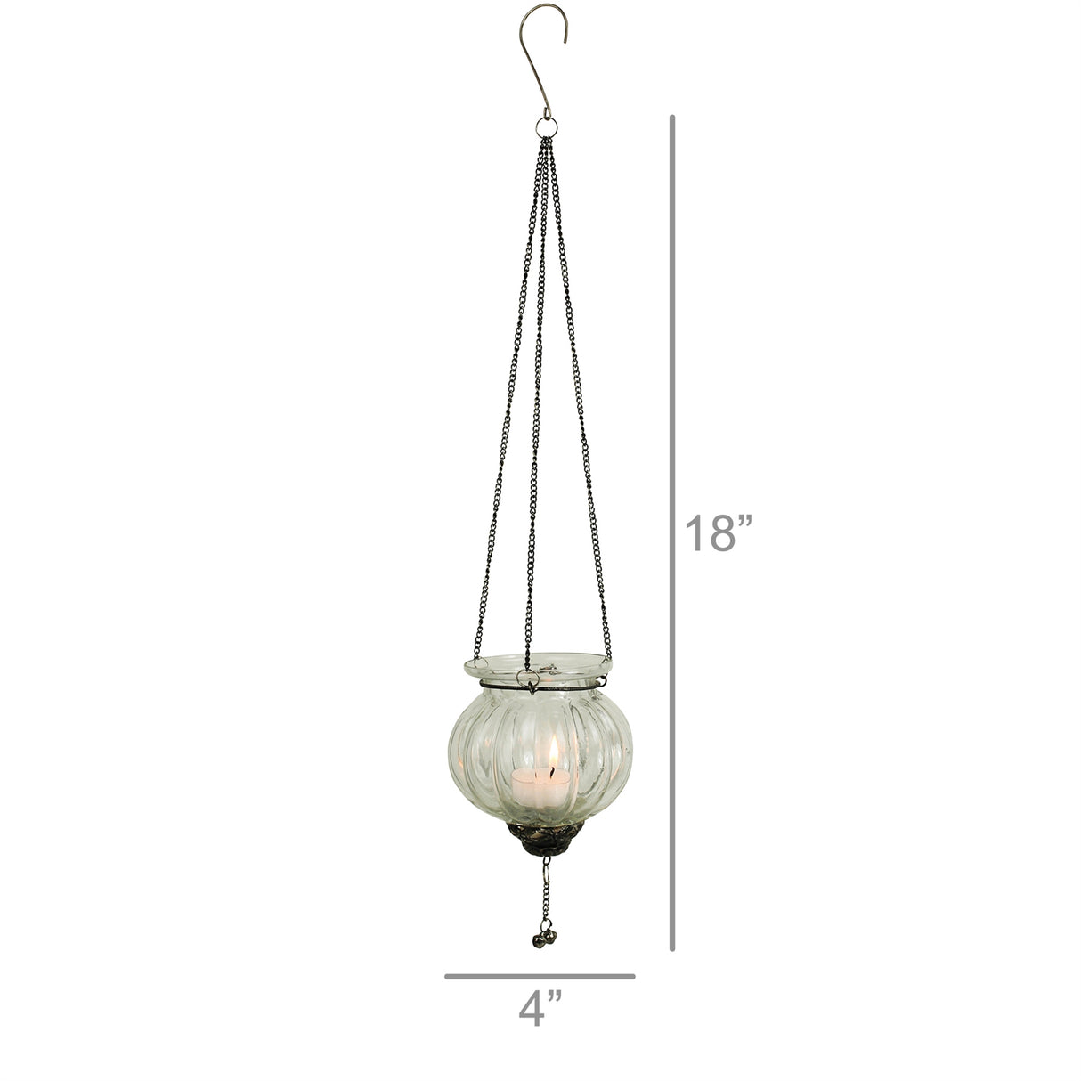 Hanging Glass Tealight Candleholder with Tassle