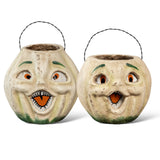 Vintage-Inspired White Resin Mache Jack-O-Lantern Choir Boy Candy Buckets
