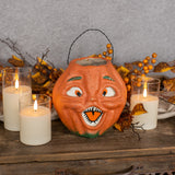 Vintage-Inspired Orange Resin Mache Jack-O-Lantern Choir Boy Candy Bucket | 2 Sizes