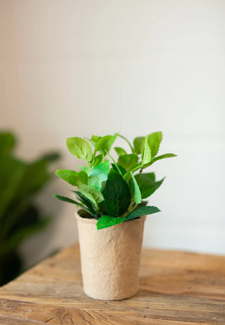 Faux Herbs in Paper Pots