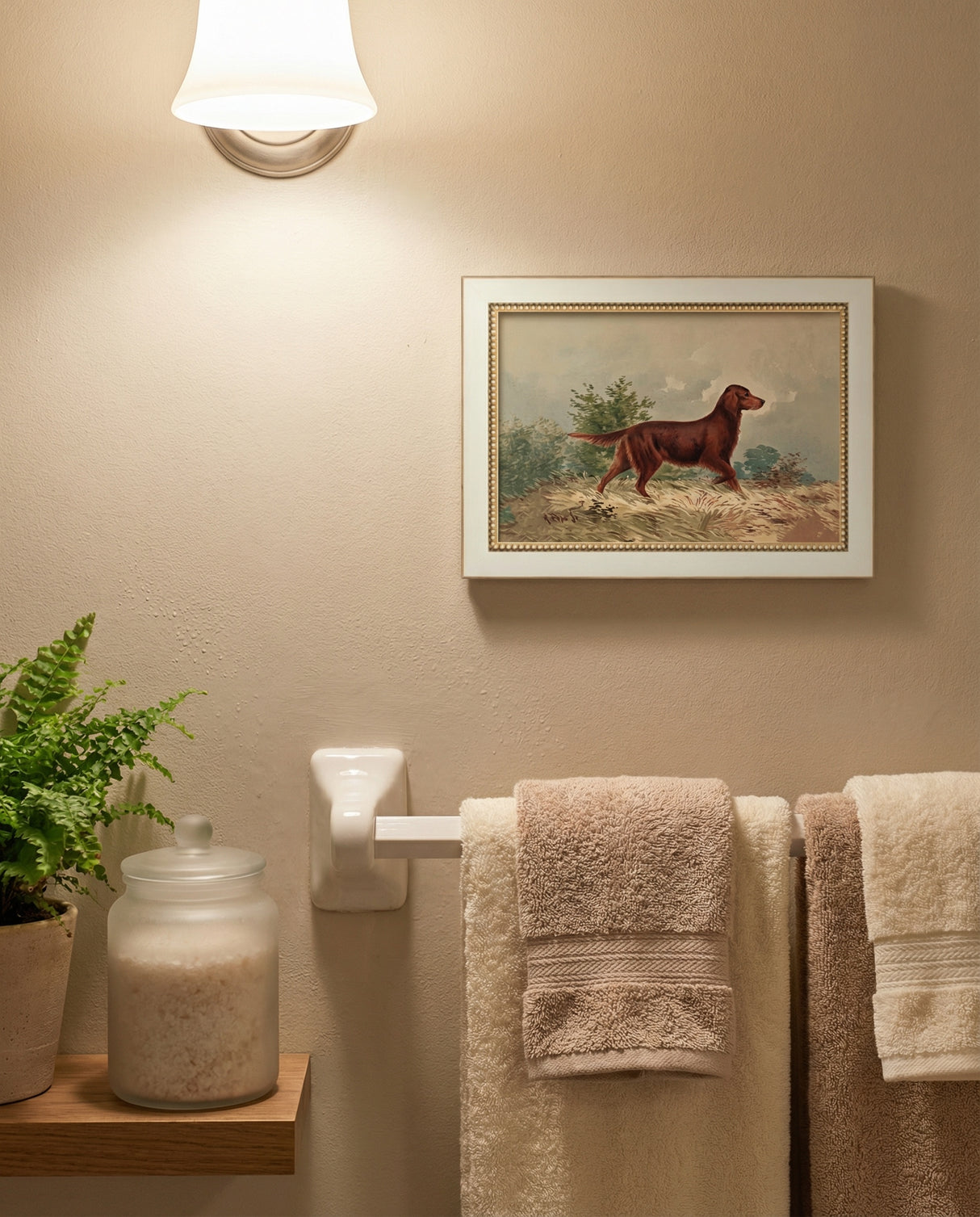 Framed Setter Dog Vintage Art Print