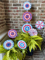 Patriotic Pinwheel Americana Metal Garden Stake