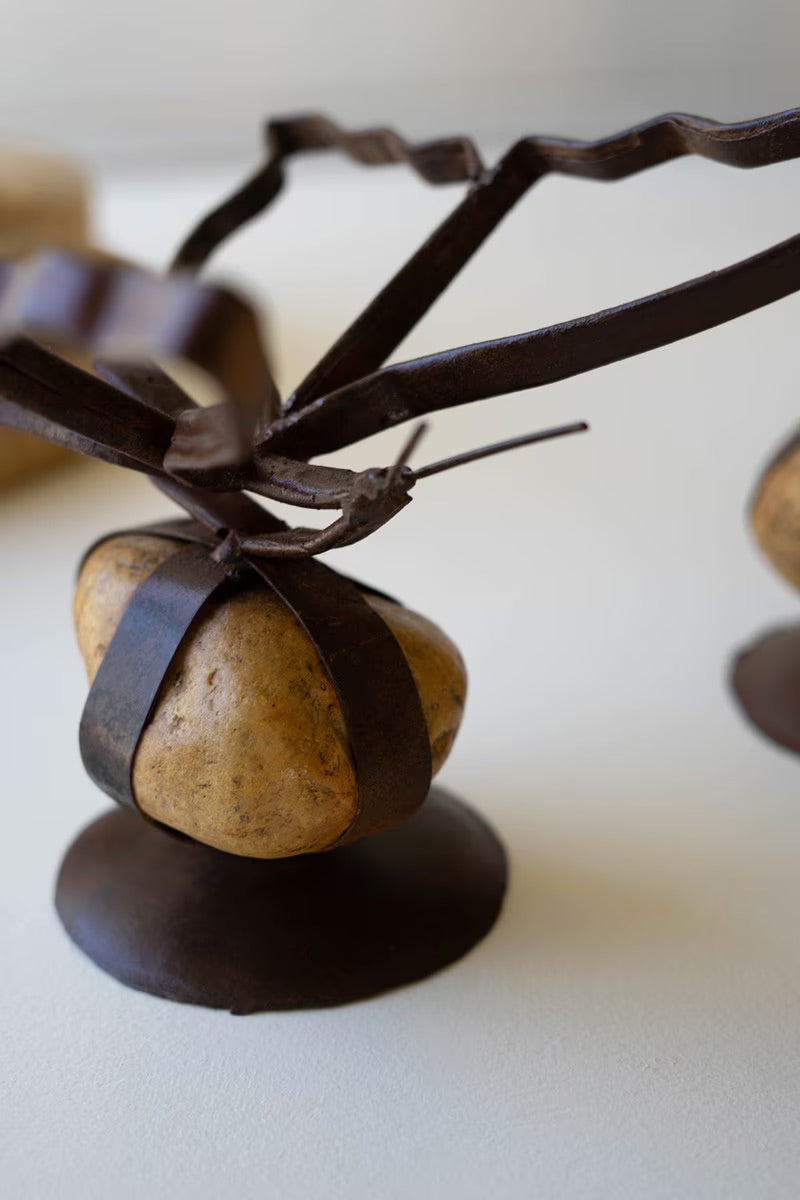 Handmade Metal Butterflies on Caged Rock Bases