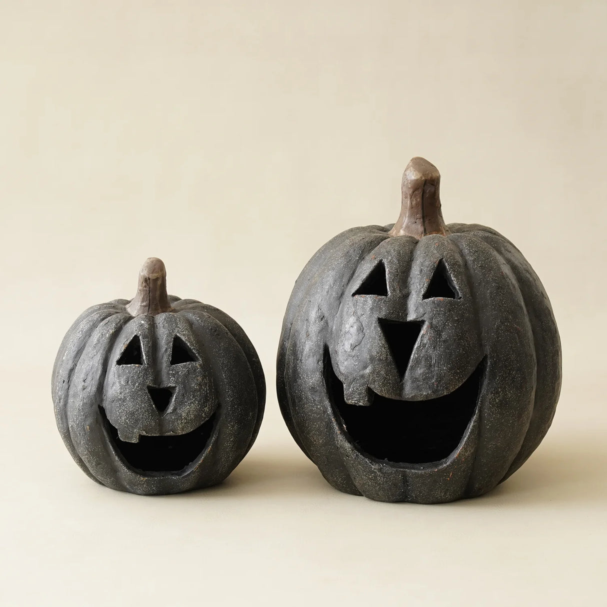 Black Big Mouth Jack O'Lantern Resin Mache Pumpkins