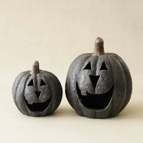 Black Big Mouth Jack O'Lantern Resin Mache Pumpkins