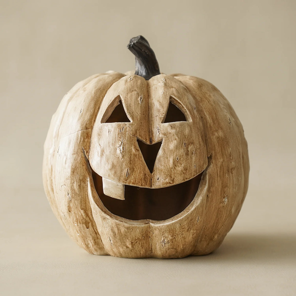 White Big Mouth Jack O'Lantern Resin Mache Pumpkins