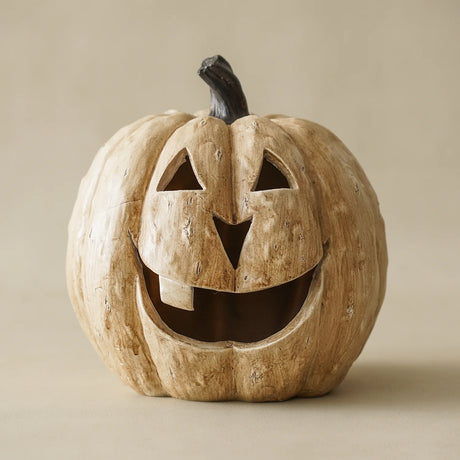 White Big Mouth Jack O'Lantern Resin Mache Pumpkins