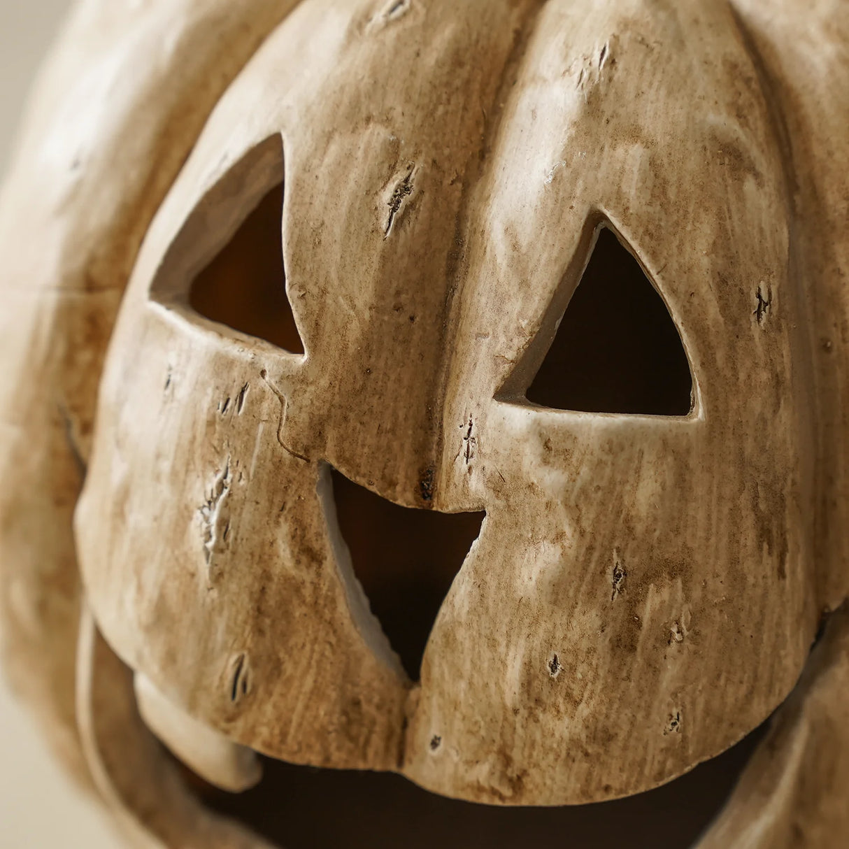 White Big Mouth Jack O'Lantern Resin Mache Pumpkins