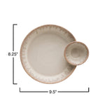 Cream Reactive Glaze Two-Section Serving Bowl