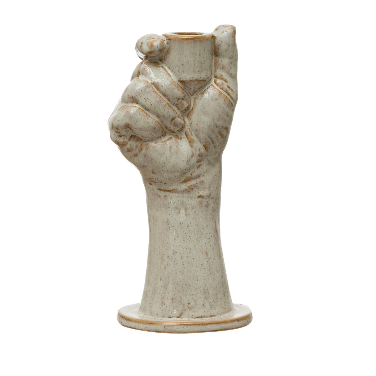 Reactive Glaze Stoneware Hand-Shaped Taper Candle Holder