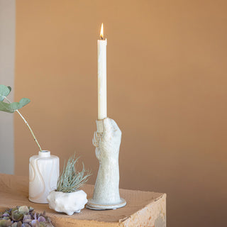 Reactive Glaze Stoneware Hand-Shaped Taper Candle Holder