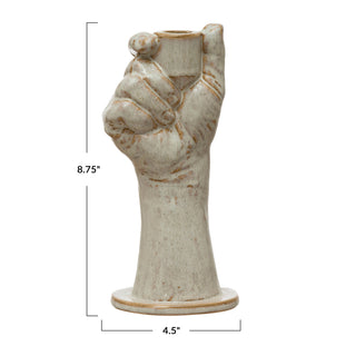 Reactive Glaze Stoneware Hand-Shaped Taper Candle Holder