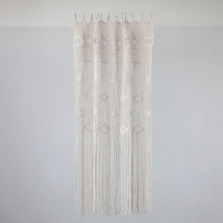 Boho White Macramé Cotton Curtain