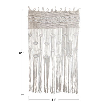 Boho White Macramé Cotton Curtain