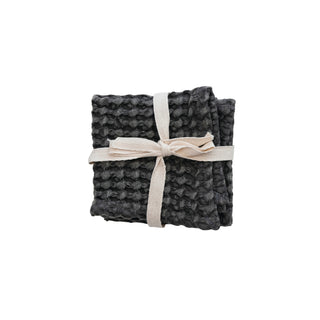 charcoal stonewash waffle weave dishcloth set by Bloomingville