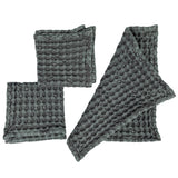 Charcoal Stonewashed Cotton Waffle Weave Dishcloths (Set of 3)