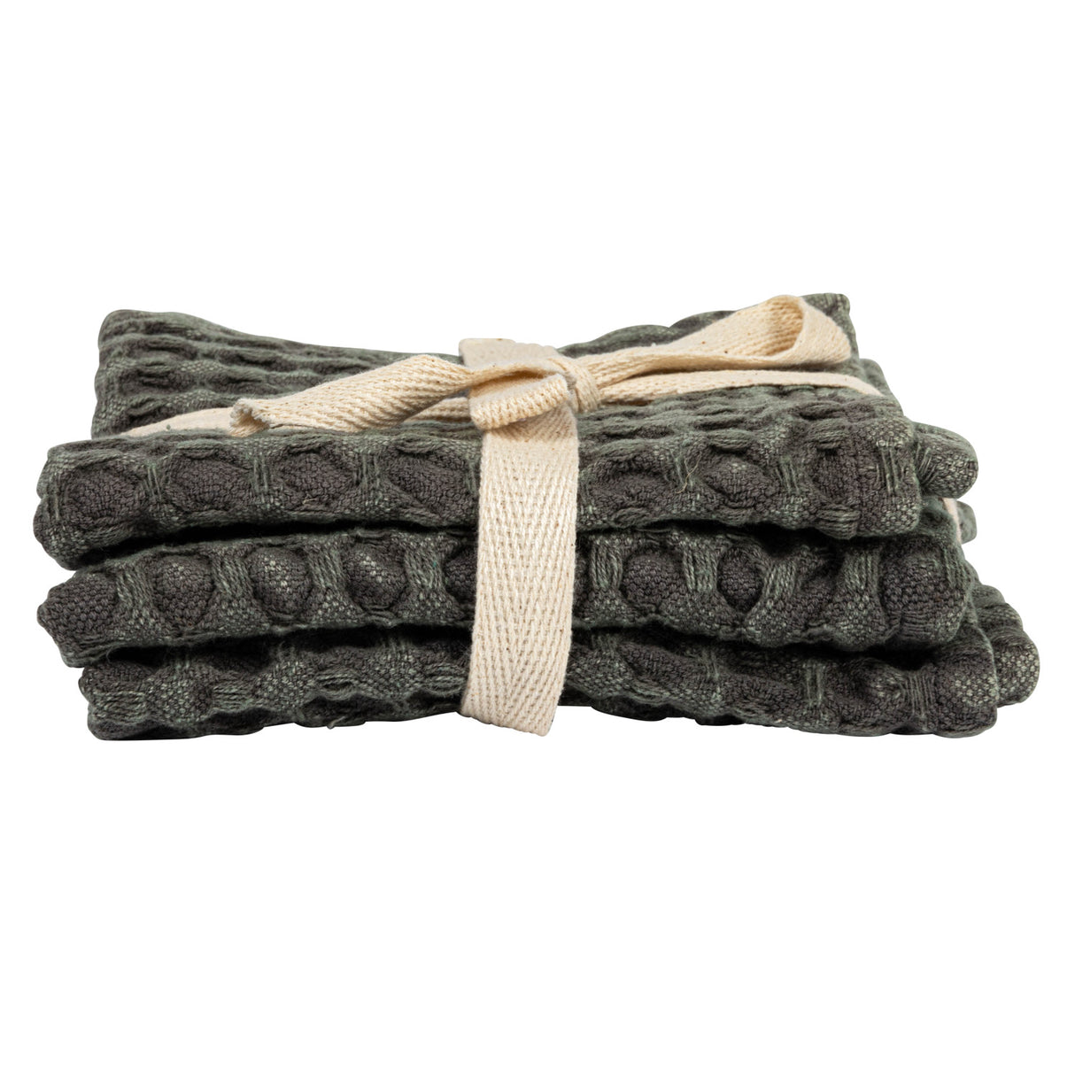 Charcoal Stonewashed Cotton Waffle Weave Dishcloths (Set of 3)