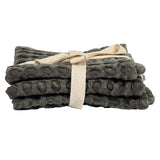 Charcoal Stonewashed Cotton Waffle Weave Dishcloths (Set of 3)