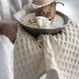 Natural Cream Stonewashed Waffle Weave Kitchen Tea Towel
