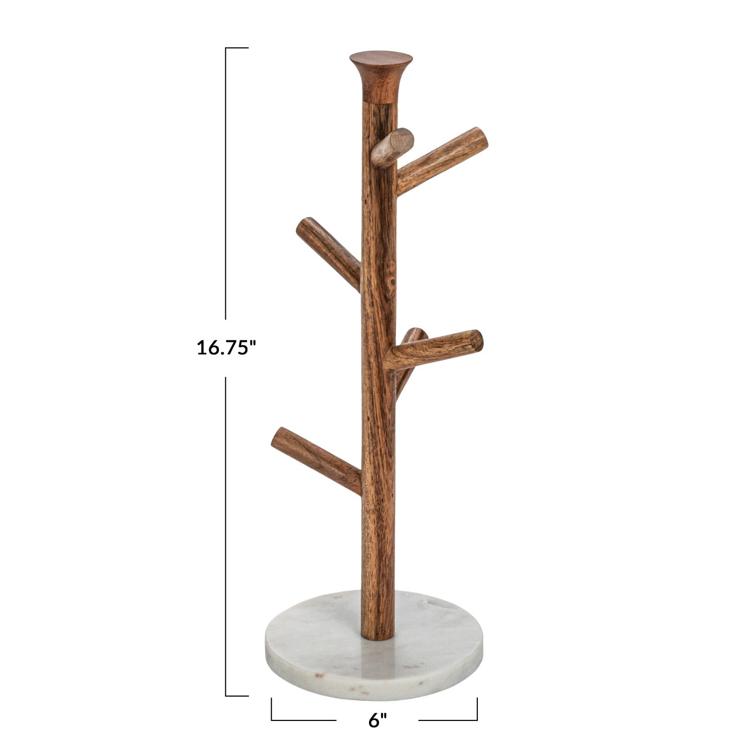 Mango Wood & Marble Coffee Mug Rack - Thumbnail 3