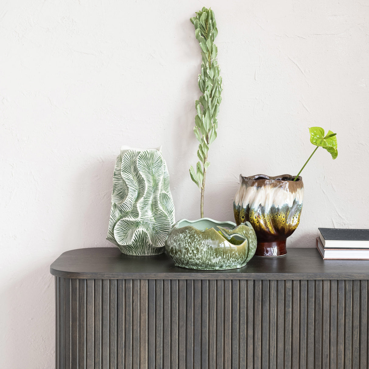 Green Reactive Glaze Organic Edge Bowl
