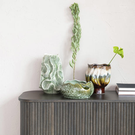 Green Reactive Glaze Organic Edge Bowl