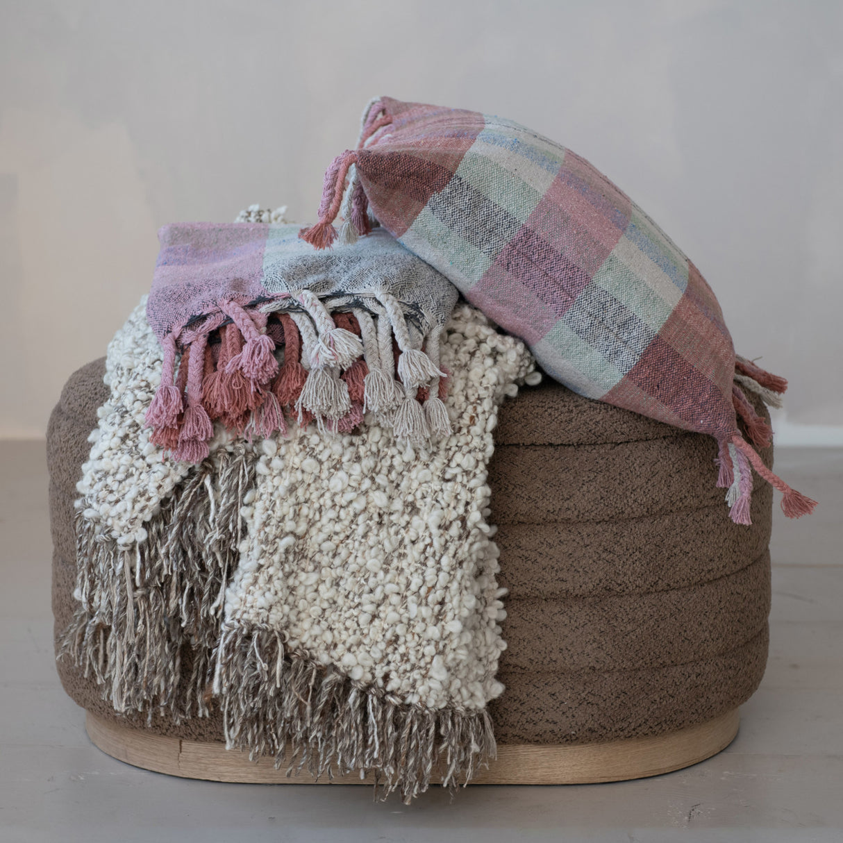 New Zealand Wool Blend Shag Throw with Fringe