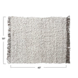 New Zealand Wool Blend Shag Throw with Fringe