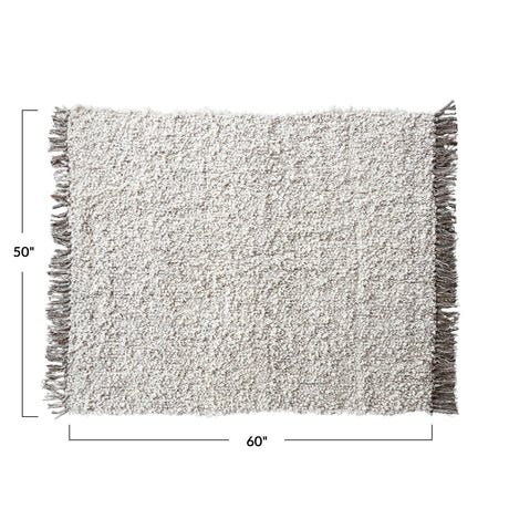 New Zealand Wool Blend Shag Throw with Fringe